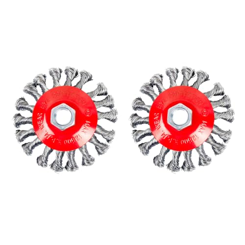 Image of 4in Wire Wheel Brush for Angle Grinder,Wire Cup Brush 5 /8-11 hub-2p | Twisted 0.021 inch Carbon Steel Wire Wheels for Angle Grinder Attachment, Metal Rust Paint Weld Burrs Removal