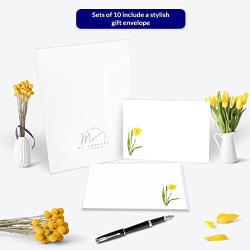 Me Loovely Yellow Daffodil Flat Notecard and Envelopes Sets A6 Size Floral Thank You Notecards Multipack Greeting Cards - Image 2