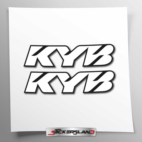Stickersland® - Kit de adhesivos compatibles con horquillas KYB | Pegatinas para moto de horquilla | Vinilo adhesivo fácil aplicación impresión UV | Stickersland® (impresión blanca)