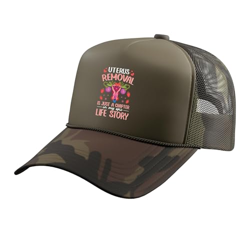 Uterus Removal - is Just A Chapter in My Epic Life Story Trucker Hat with Adjustable Mesh Back, Camo Green