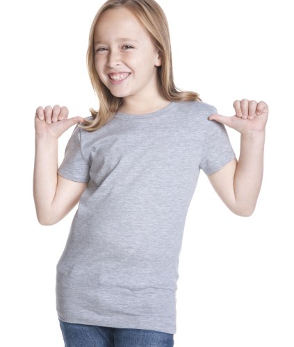 Next Level Big Girls Princess Rib Knit Softness T-Shirt, Heather Gray, Medium