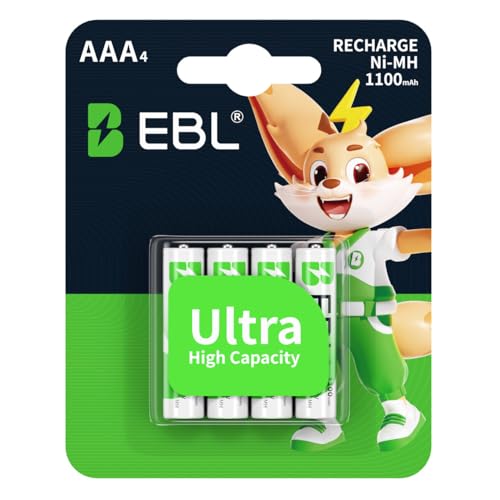 EBL AAA Baterías Recargables de 1100mAh con último Paquete (4 Unidades)