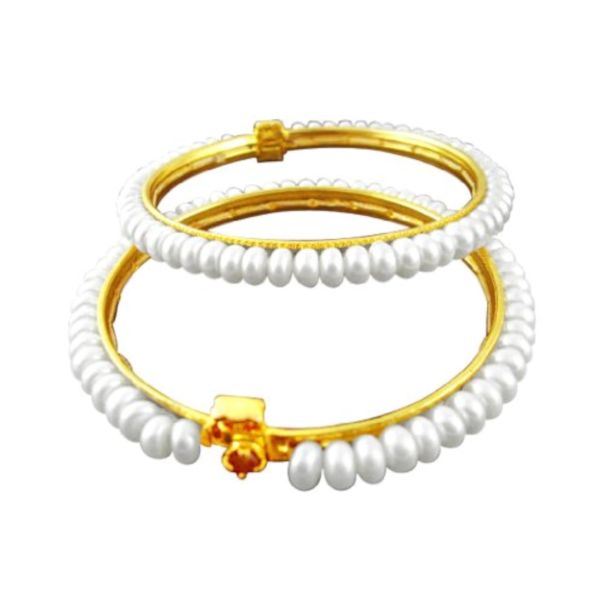 Women's White Pearl Bangles for Women & Girls