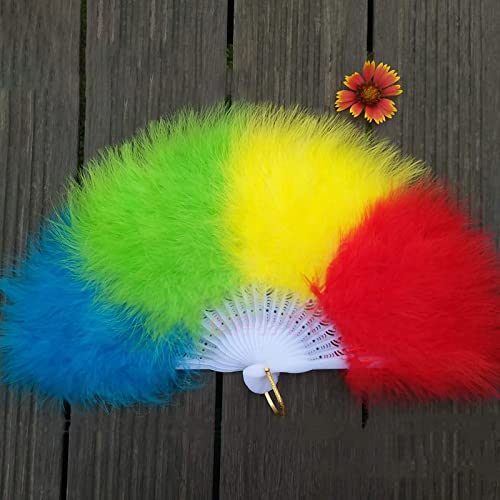 Abanico artesanal japonés de plumas con diseño exclusivo para danza
