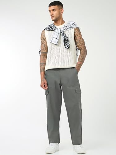 Image of Bewakoof Men's Straight Fit Mid Rise Pants