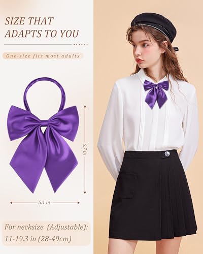 Image of AWAYTR Ladies Adjustable Pre tied Bowtie - Solid Color Bow Ties for Women