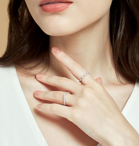 TIGRADE Eternity Ring Oval Milgrain Cubic Zirconia Anniversary Stacking Ring CZ Wedding Band for Women Size 3-134