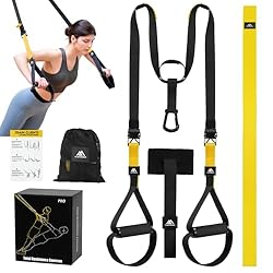 flintronic Juego de Entrenamiento en Suspensión, C...: 🤸‍♀️【EL PAQUETE INCLUYE】Nuestro sistema de entrenamiento de suspensión está equipado con correa principal + mango de espuma x1, correa auxiliar x1, gancho grande estándar x1, anclaje de puerta x1, llave Allen x1, bolsa de viaje con cordón x1, manual ...
