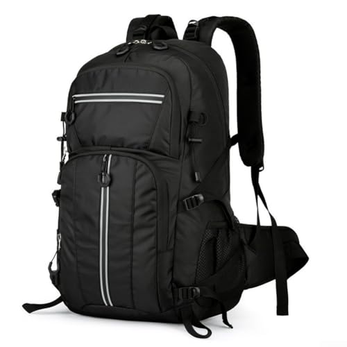 Niceminiwall Mochila de senderismo al aire libre de 50 l, impermeable, para camping, ciclismo, mochila deportiva reflectante (negro)