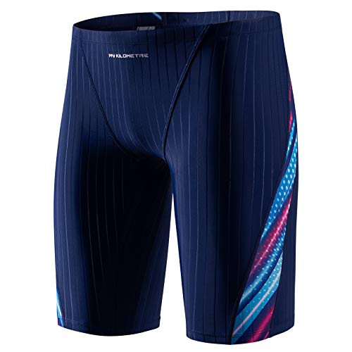 Image of MY KILOMETRE Men's Swimsuit Jammer Solid Swim Jammers Endurance Long Racing Training Swimsuit