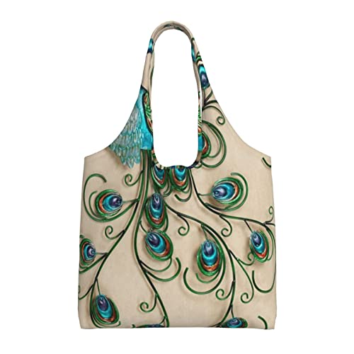 Sacs d'épicerie pour voyage Debou en toile noire sac esthétique motif paon réutilisable