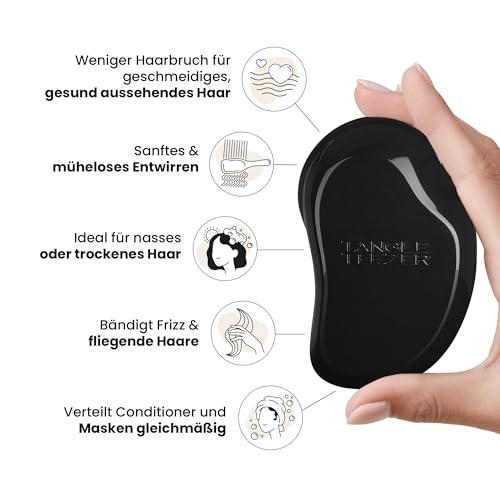 Foto von Tangle Teezer Original Entwirrungsbürste – Für Nasses & Trockenes Haar – Haarbürste für Alle Haartypen – Zweistufige Borsten Reduzieren Haarbruch & Entfernen Knoten – Panther Schwarz