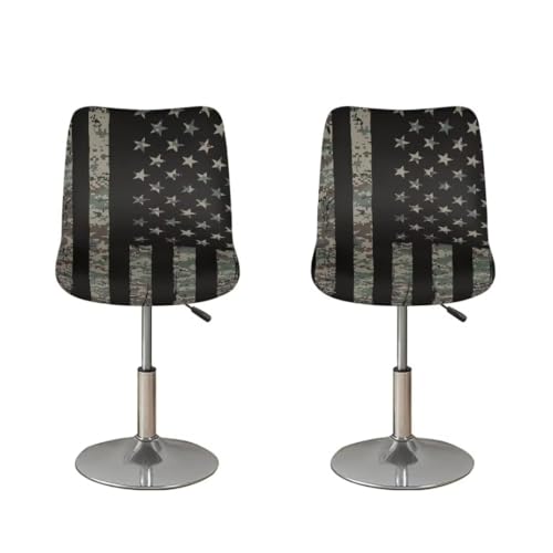 Image of American Flag Bar Chair Stool Cover 2 Pack Stretch Chair Slipcover for Counter Height Bar Stool Anti-Scratches Spills Chair Covers