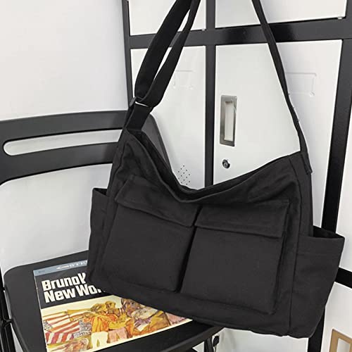 Vadoo Canvas Messenger Bag, Multi-Pockets Messenger Bag Aesthetic For School Travel Large Crossbody Shoulder Tote Bag For Women And Men #TOP6