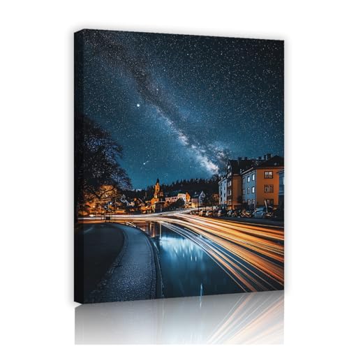 Voie lactée toile de nuit étoilée YUNART pour un salon au décor urbain mystique