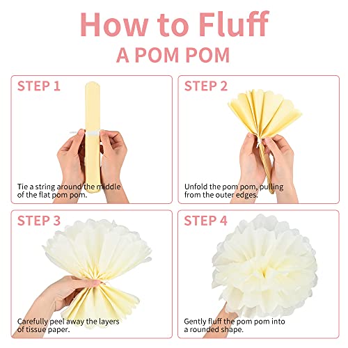 20Pcs Decorations Tissue Pom Poms Kit, Pink Tissue Paper Flowers Balls Ceiling Hanging Decorations for Birthday, Baby Shower, Graduation, Wedding, Engagement Party Decorations