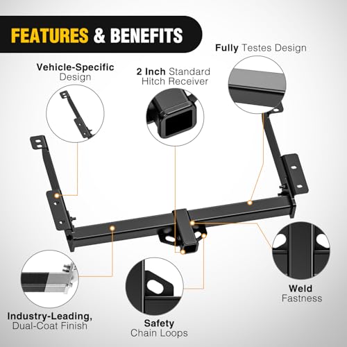 Image of Nilight Class 3 Trailer Hitch 2-Inch Tow Hitch Receiver Fits 1996-2025 Chevrolet Express & GMC Savana 2500 3500 1996-2014 Chevrolet Express & GMC Savana 1500 Compatible with Ball Mount Tow Hook