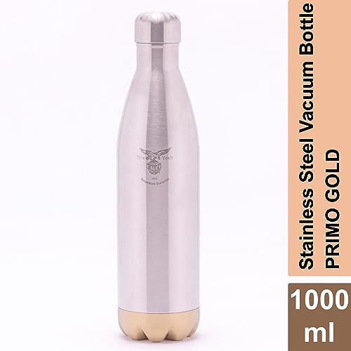 Image of Eagle Primo Stainless Steel Vacuum Double Wall Hot & Cold Water Bottle for Office Home 1000 ml Flask (Pack of 1, Gold, Steel)