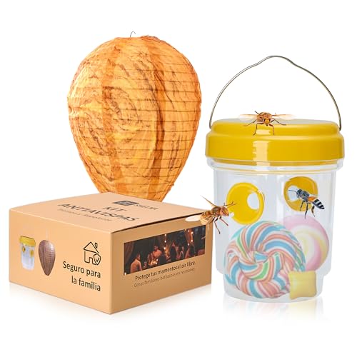 Kit Antiavispas Exterior SHELNA- Trampa para Avispas -Nido de Avispas disuasorio Visual- protección Natural para ahuyentar Avispas- en- terraza- Piscina- Jardin-y- barbacoas- Ideal-al-Aire Libre.