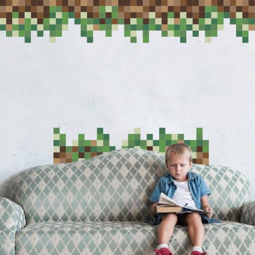 SUPERDANT 3pcs Green Camo Pixel Wall Stickers 94x26cm Camouflage Pixel Wall Decals Peel and Stick Vinyl Art Stickers Military Army Hunting Mural Decals for Home Bedroom Kids Room Decoration