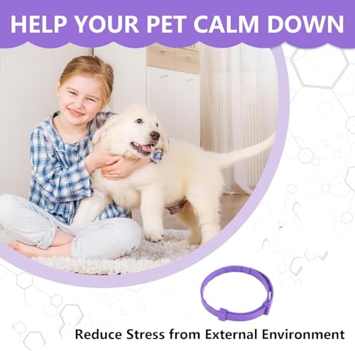KOMUNJ Beruhigungshalsband für Hunde, 2 Pack Verstellbares Calming Collar for Dogs, Beruhigende Halsbänder Größenverstellbares Hundhalsband Lindern Sicher Wasserdicht für Kleine Mittelgroße Große Hund