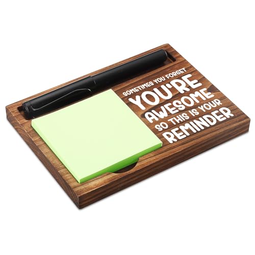 Porte-notes en bois NPA185 avec porte-stylo et bloc-notes de bureau de 16,5 x 11,9 cm