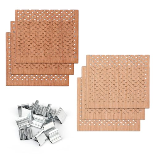 6pcs Wooden Candle Wicks, 2.36x2.76in Premium Wooden Wicks for Candles Making with 12pcs Bases Hollow Triangle Design Wood Candle Wicks Perfect DIY Candlemaking Supplies