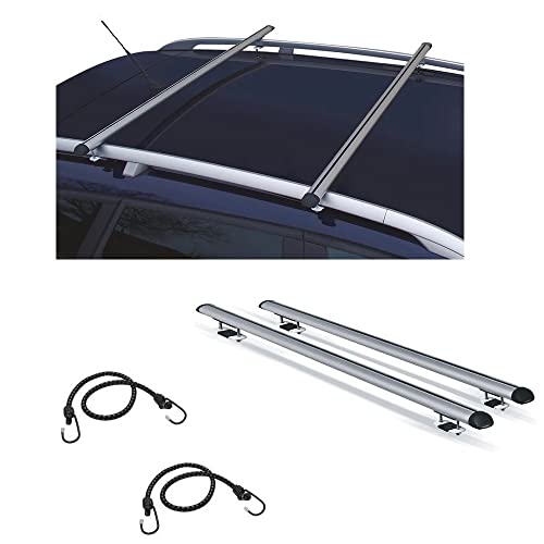 Descrizione prodotto: Barre da tetto 130cm, pratiche e leggere, dal classico profilo stretto. Coppia barre portatutto da tetto in alluminio, per auto aventi railing tradizionali. Facili da montare con piastrina e cavallotto. Senza serratura antifurto. Portata massima 60 kg. Lunghezza barra 130 cm. Realizzate in alluminio, leggera ed elegante, queste barre portapacchi sono compatibili con le auto con raised rails. Il fissaggio alla barra avviene tramite piastrina e cavallotto. Il profilo ha u