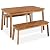 JYH 3 Pieces Dining Set for 4, Vintage Acacia Wood Table with 2 Benches Set for Outdoor & Indoor, Modern Rectangle Kitchen Table and Stools for Patio Porch Garden Poolside, Easy Assemble