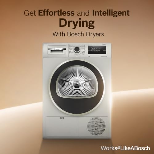 Image of Bosch 8 kg Front Load Condenser Tumble Dryer, 100% Drying, Cottons & Easy Care Programs, Reduces 99.9% Allergens, Anti-Crease, Silver Inox (WTN86202IN)