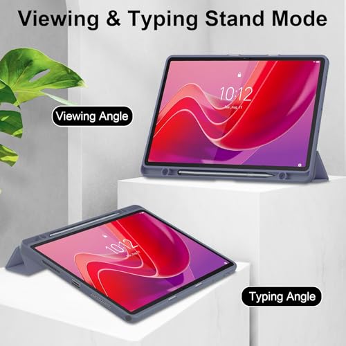 for Lenovo Tab M11 11 inch Case with Pen Holder, Transparent Clear Acrylic Soft TPU Protective Cover for Lenovo M11 Tablet Case TB330FU, Purple