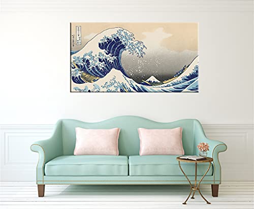 The Great Wave Off Kanagawa Framed Famous Canvas Wall Art Sea Waves Picture Painting Print Poster For Office Bedroom Bathroom Living Room Home Decor -20"X40" #TOP2
