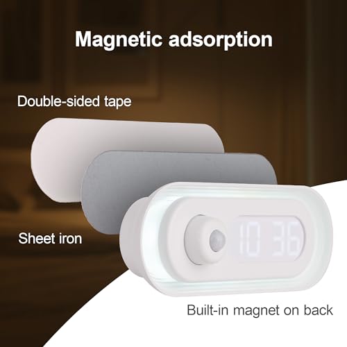 Image of Night Light, time Display, Human Sensor, Automatically Turn on and Off, Smart Night Light for Kids,Bedroom,Bathroom,Stairs, White