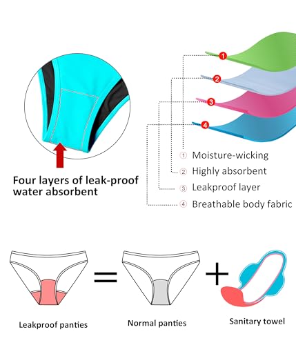 Image of Beautikini Period Spaghetti Straps Bikini Swimwear Bathing Suit for Women | Leakproof Bathing Suit,Removable Pads,Tie Back Spaghetti Straps,4-Layer Leak Proof Lining,Bikini Top and Low Waist Bottoms