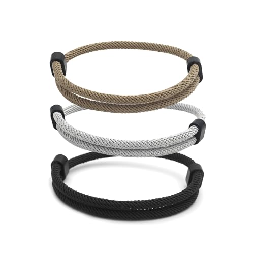 cxxtkcxxlc Braccialetto da Uomo in Corda di Vela, Braccialetto Surfer Fatto a Mano, Braccialetto Regolabile in Paracord per Uomini e Donne,...