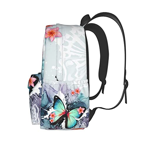 Butterfly Ink Paint Flowers Backpacks 16.9 Inch Laptop Tlarge Capacity Book Bag Adult Travel Hiking Camping Daypack3
