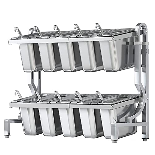 Juego De SartéN Para Mesa De Vapor Con Tapa, Acero Inoxidable, 1/9, 3.9", SartéN Profunda Para Alimentos Con Soporte RetráCtil, EstacióN De Bandeja Para Servidor De Condimentos Cover