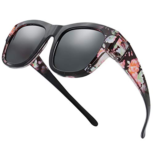 Image of The Fresh High Definition Polarized Wrap Around Shield Sunglasses for Glasses - Leather Eyeglasses Case