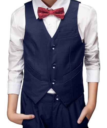Image of Visaccy Boys Vest Kid Boy Formal Suit Vest for Wedding School | 3 Buttons,Fully Lined,Adjustable Waist,Toddler Boy Dress Vest