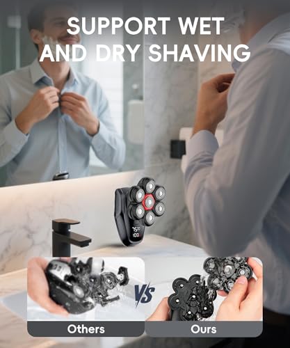Image of Head Shavers for Bald Men, 5-in-1 Men's Grooming Kit, Electric 7D Rotary Head Shaver, IPX8 Waterproof Wet /Dry, Father's Day Oliveblack
