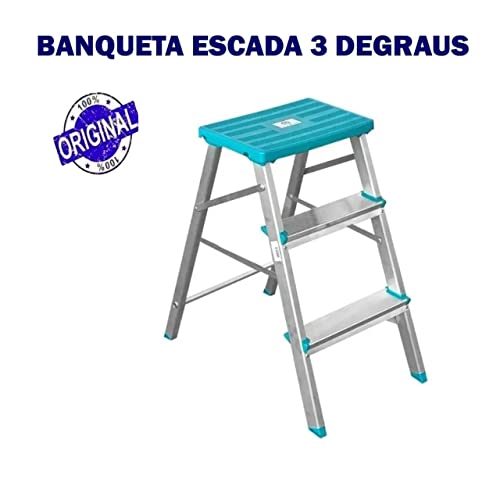 Banqueta Escada 3 Degraus Anti Derrapante Alumínio