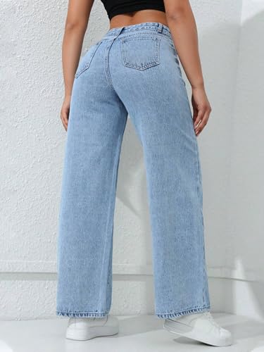 Image of TAGAS Women's High Waisted Wide Leg Jeans - Baggy Denim Pants, Loose Fit Casual Straight Leg Pant for Girls & Womens