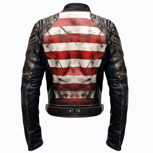 The Next Mens Distressed Inspired by American Flag USA Casual Motorcycle Zipper Coat With USA Flag Genuine Leather Jackets2