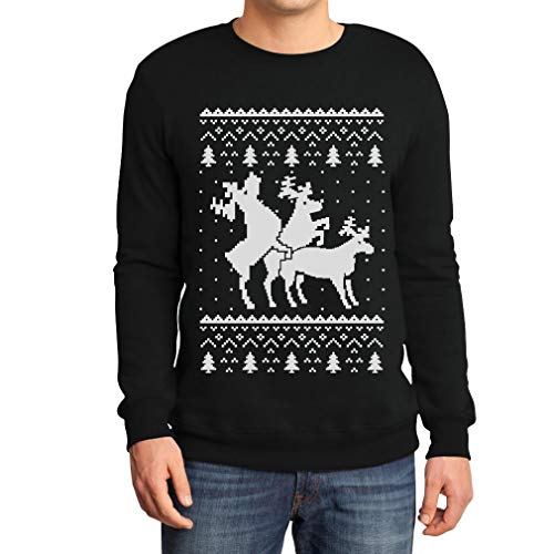 job Maglia Uomo Paricollo Natalizia Fantasia Renna. Pm1923black Nero Uomo