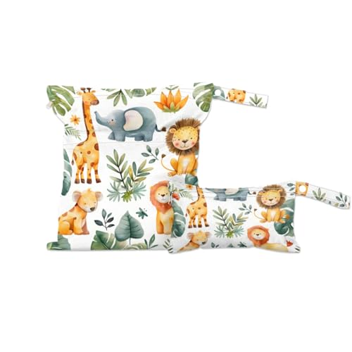 Image of 2 Set Giraffe Tiger Wet Dry Bags for Baby Cloth Diapers Reusable Storage Bag for Travel,Beach,Pool,Daycare,Stroller,Gym,Laundry,Dirty Clothes,Swimsuits & Wet Clothes, Wet Bag