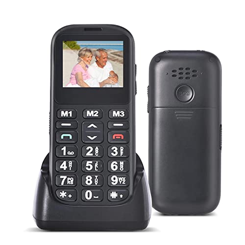 Téléphone portable v1 senior sans contrat,portable facile à utiliser pour les personnes âgées Big Volume Bouton de Secours SOS,téléphone portable Débloqué tout opérateur batterie 800 mAh (le noir) Cover