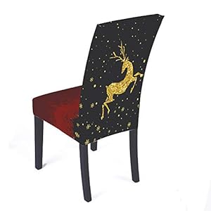 Kerst Stretch Eetkamerstoelhoezen Kussenovertrekken, 2/4/6 STKS Elanden Elastische Stoelbeschermer Stoelhoezen voor…