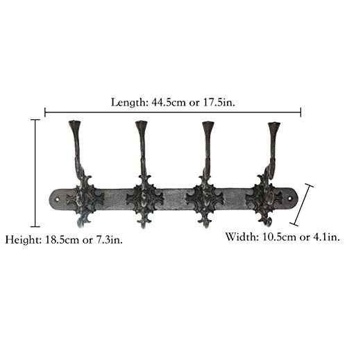 Sungmor Cast Iron Large Wall Hanger - Retro Court Style & 12 Multi Hooks Design - Decorative Wall Mounted Hanging Hooks For Tools,Planters,Coats,Hats,Keys - Great For Indoor Outdoor Wall Decoration #TOP5