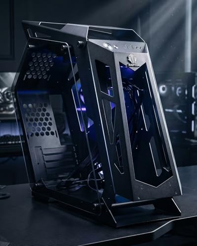 Image of Raptor Sentinel Open Frame Gaming PC Cabinet with 3 RGB Fans Included (Black /White) | mATX & Mini-ITX Support | Tempered Glass Panels | High Airflow Mid Tower Case for Gaming Builds