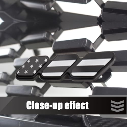 Image of 1 PC Car Slotted Grille Decorative Label, 4.72 inch x 0.98 inch Thickened ABS Sports Style Center Grille Three-color Label, Personalized Accessory, for Toyota Tacoma 4Runner (Black #American Flag)